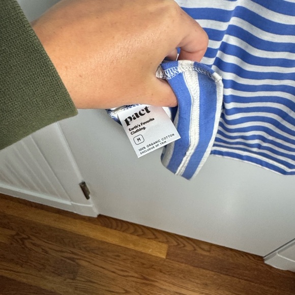 NWT Pact Softspun A-Line Tank Dress Blue and White Stripes Organic Cotton Medium - Picture 7 of 9